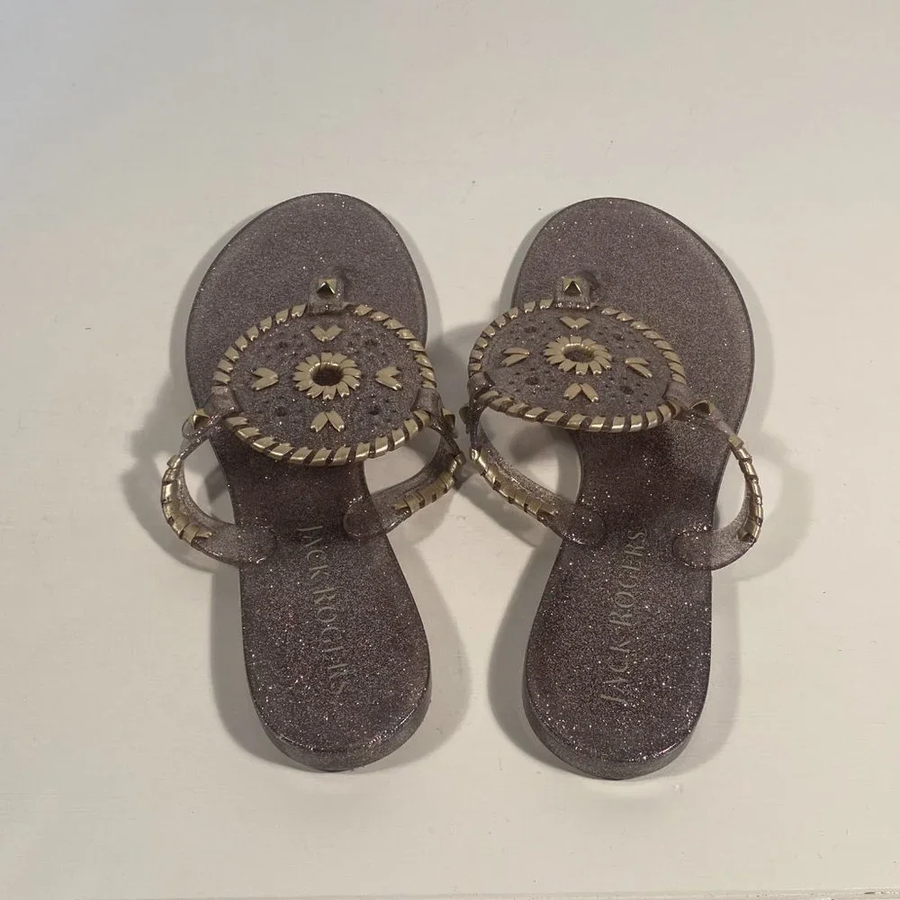 Jack Rogers Sparkle Rubber Jelly Thong Sandals Women Size 9 - Picture 2 of 8